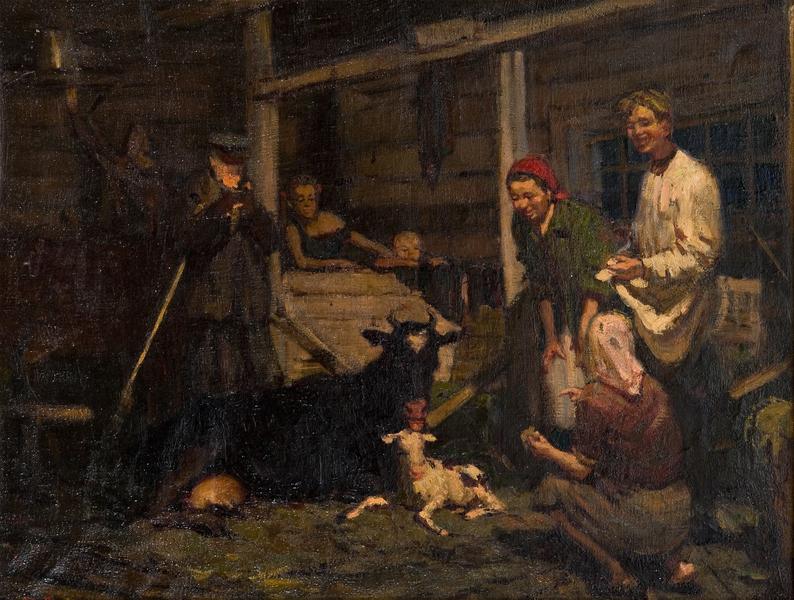 Рождение теленка. И.С. Глазунов