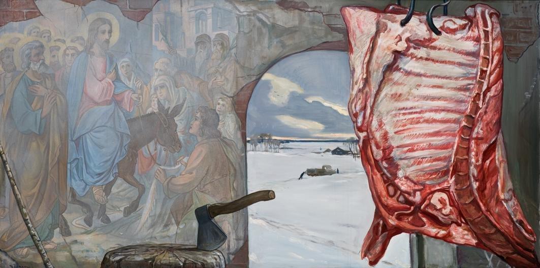 На колхозном складе. И.С. Глазунов
