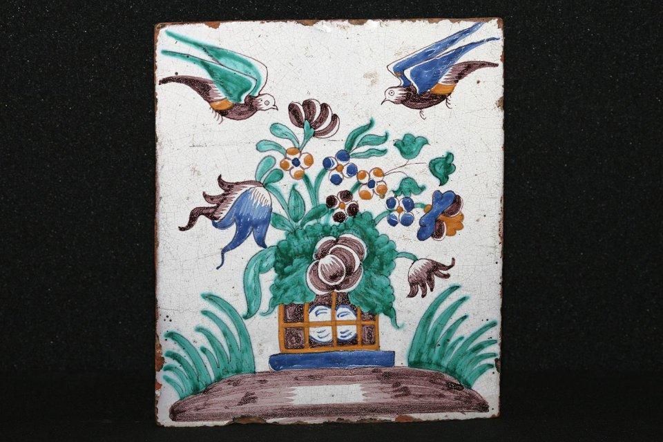 Изразец печной стенной гладкий расписной. 1768 г.