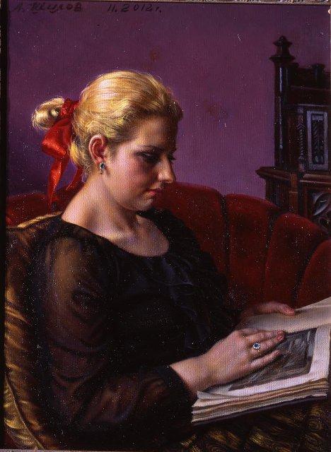 Картина. За чтением (Алёна Григорьева). 2012 г. Шилов А.М.