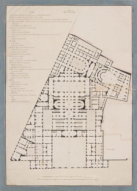 Чертеж. Проект "Большого и Красивого дома" Н.П.Шереметева на Никольской улице в Москве. План первого этажа. Вариант. 1792. Стерн Р.