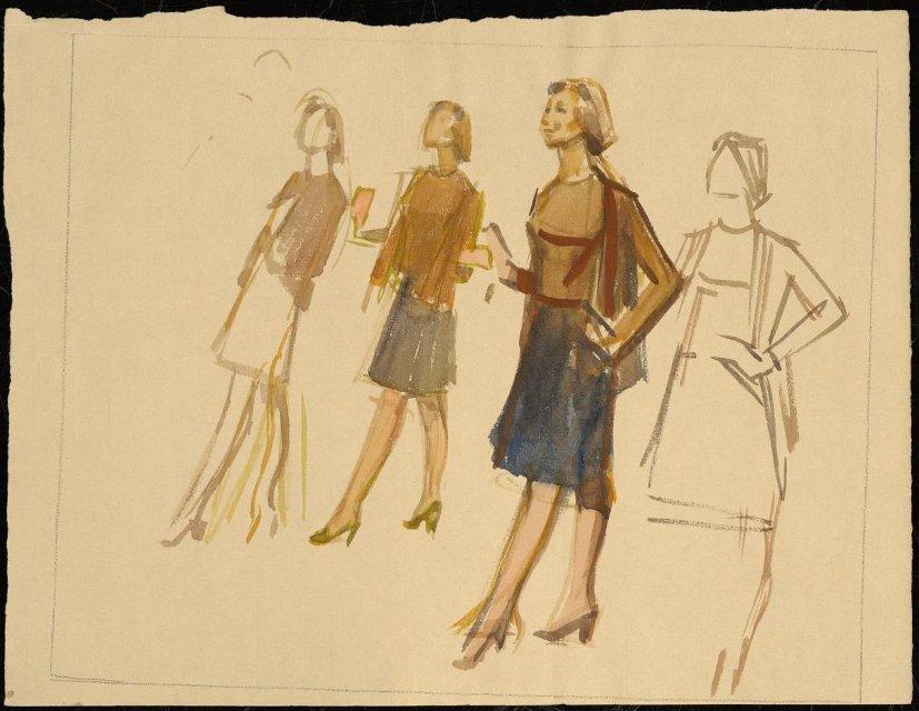 Галина Уланова на репетиции. Рисунок к картине "Галина Уланова. Репетиция". Из серии "За кулисами Большого театра". 1969. Осипова Т.А.