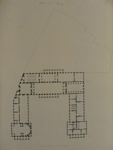 Чертеж. Проект "Большого и Красивого дома" Н.П.Шереметева на Никольской улице в Москве. План верхнего этажа. Вариант. Около 1792. Кваренги Дж.