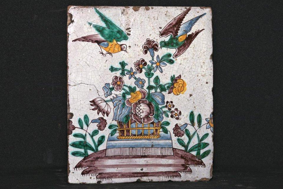 Изразец печной стенной гладкий расписной. 1768 г.