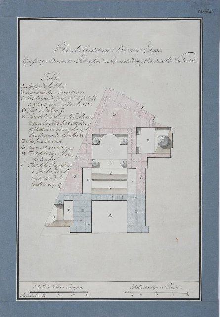 Чертеж. Проект "Большого и Красивого дома" Н.П.Шереметева на Никольской улице в Москве. План верхнего этажа. 1792. Стерн Р.