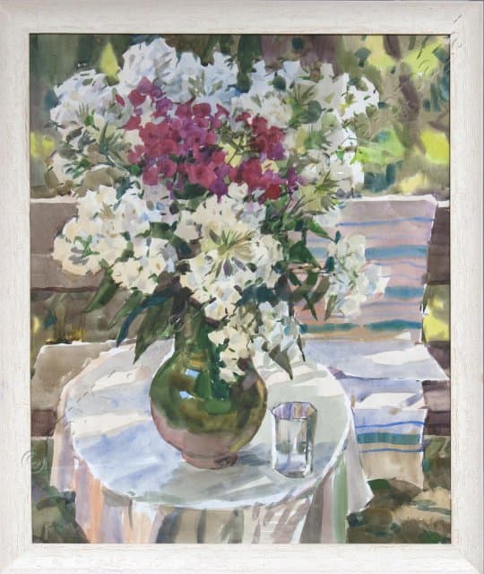 Работа акварельная. "Флоксы". 1970-е гг. Покровский И.А.
