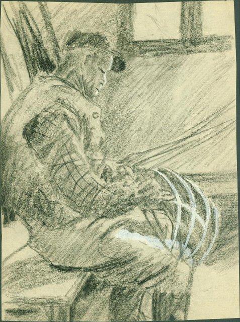 За плетением корзины. 1930-е-1940-е гг.? Рейтлингер Ю.Н.