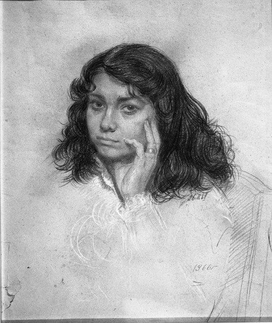 Рисунок. Цыганка. 1966 г. Шилов А.М.