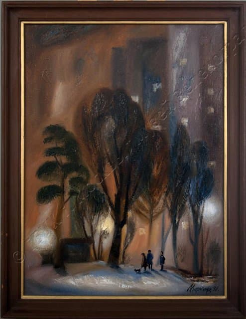 Картина. "Вечерняя прогулка. (15 район)" 1998 г. Маркин В.И.