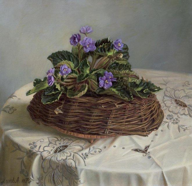 Картина. Фиалки. 1974 г. Шилов А.М.