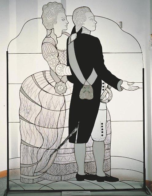 Фигура из стекла. "Великий Князь Павел Петрович с первой супругой Великой Княгиней Натальей Алексеевной" 1999 г. Савельева Л.И.