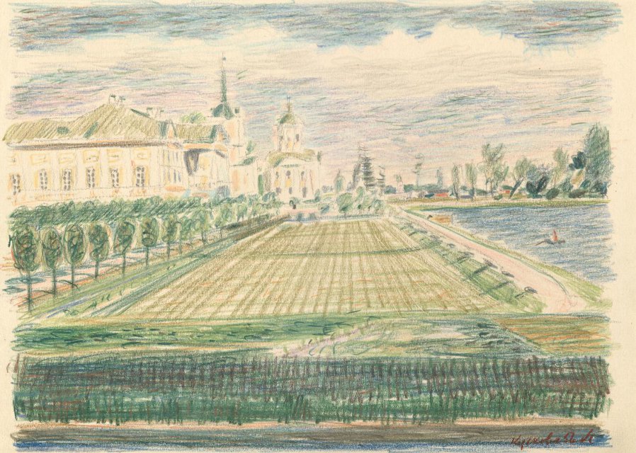 Эскиз "Кусково". 1956 г. Смирнов Б.А.